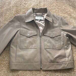 J. Crew Taupe Leather Zip Jacket